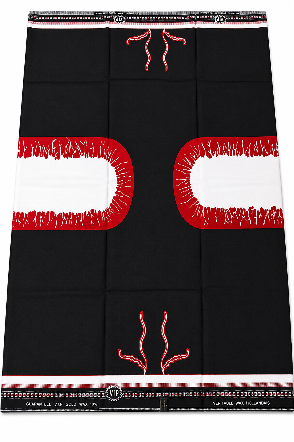 Bold Black & Red African Wax Print Fabric – Timeless Elegance