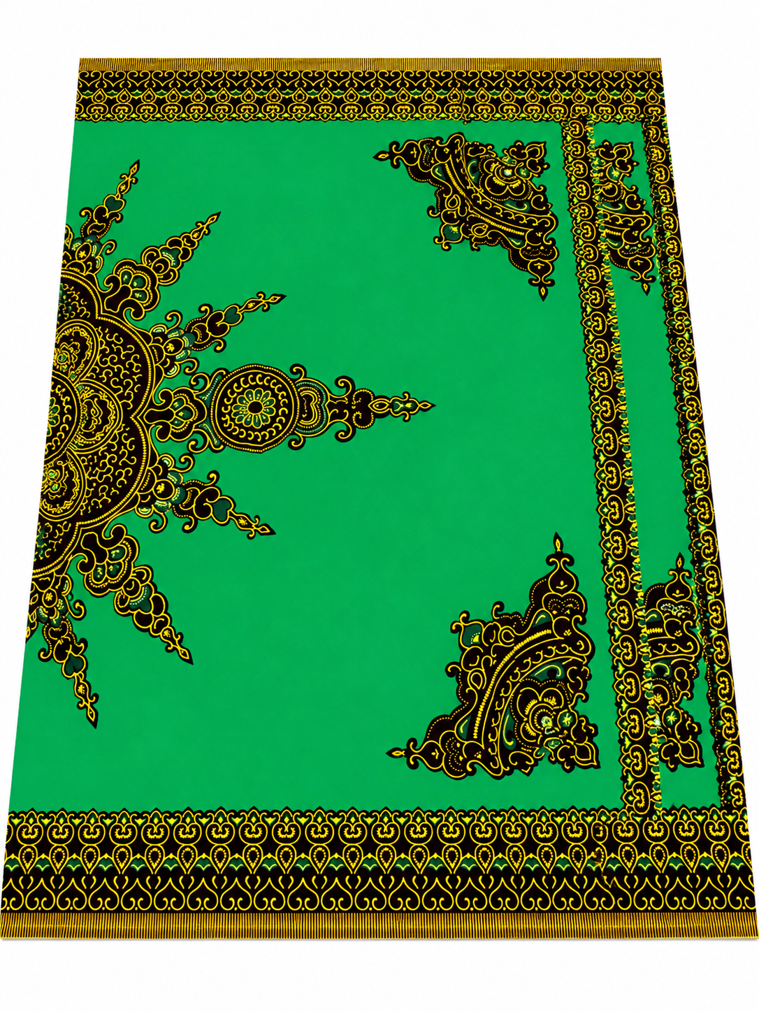 Green & Gold African Print Wax Fabric – 6 Yards