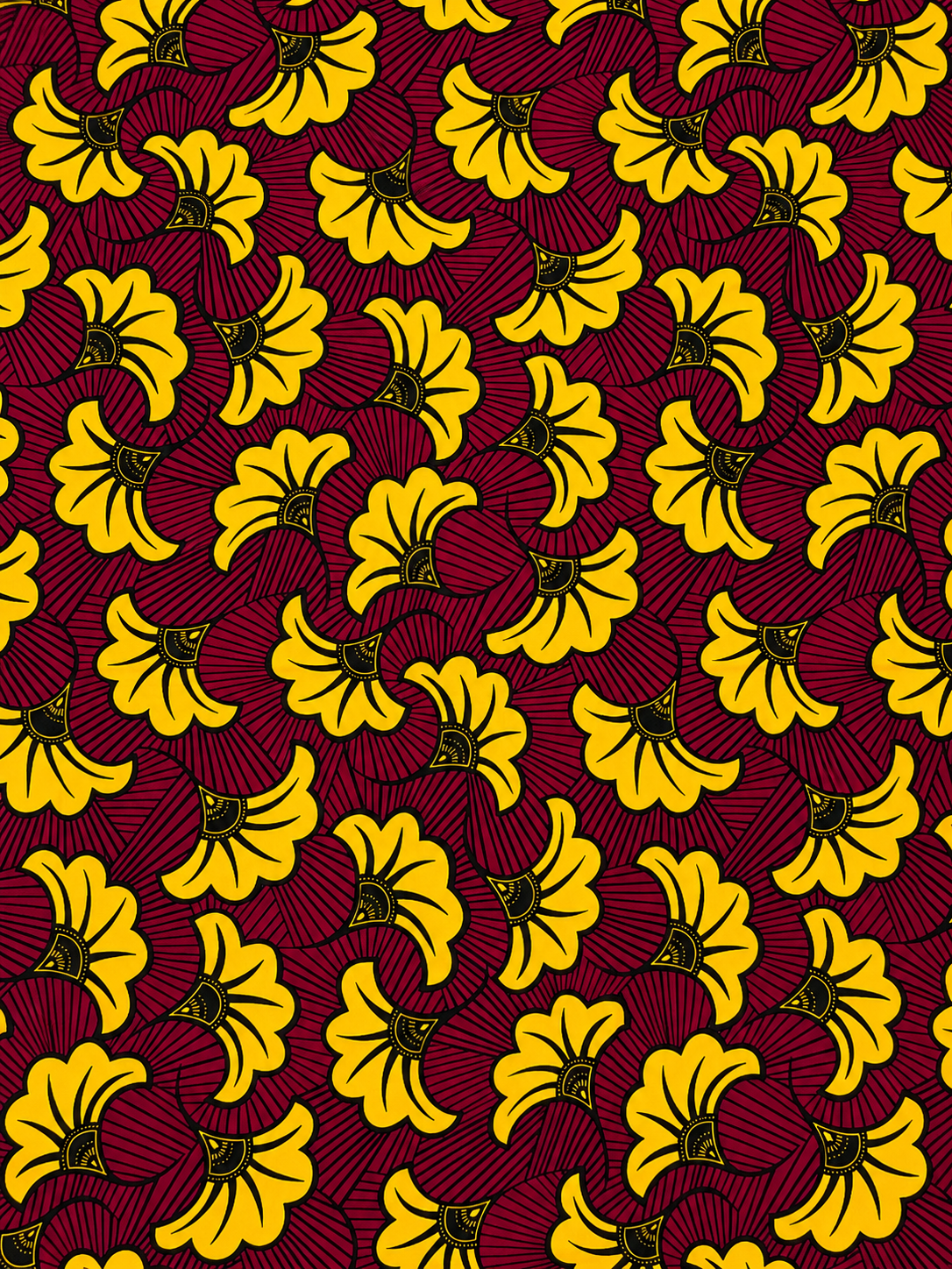 Golden Blossom African Print Cotton Fabric