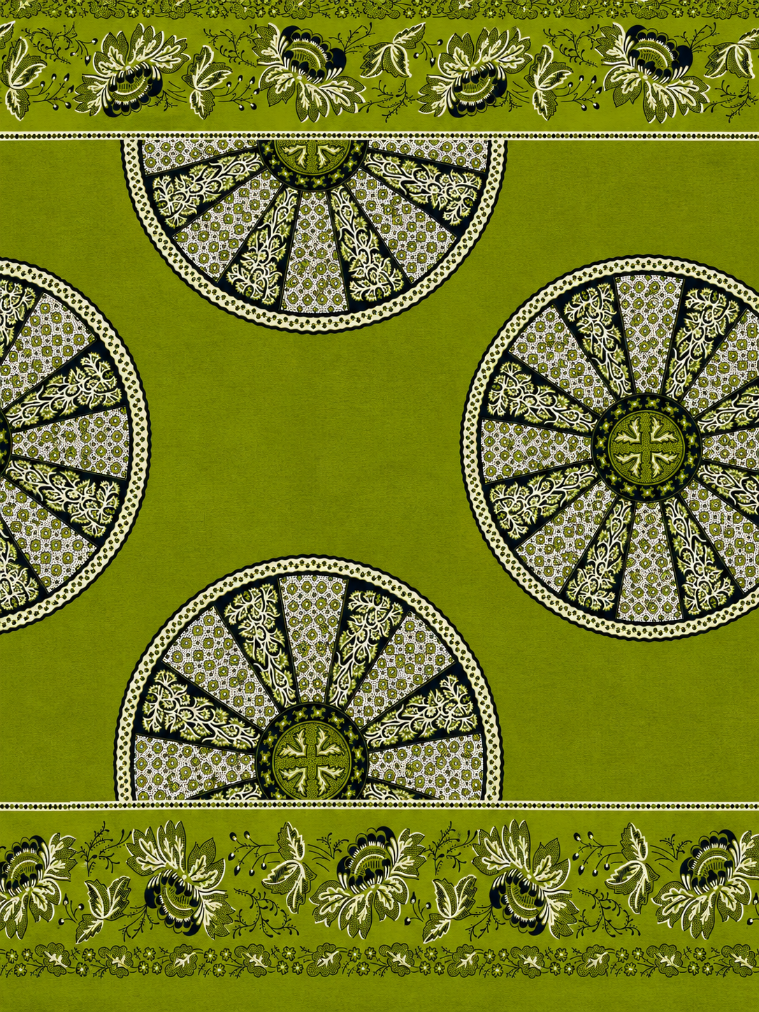 Olive Green Medallion African Print Cotton Fabric