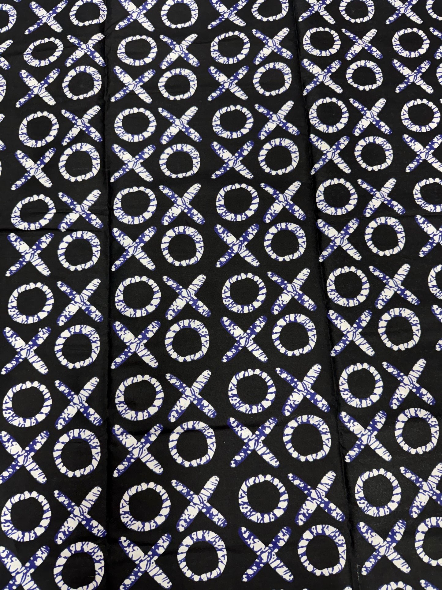 Bold Black & White hint blue African Print – Geometric Block Pattern