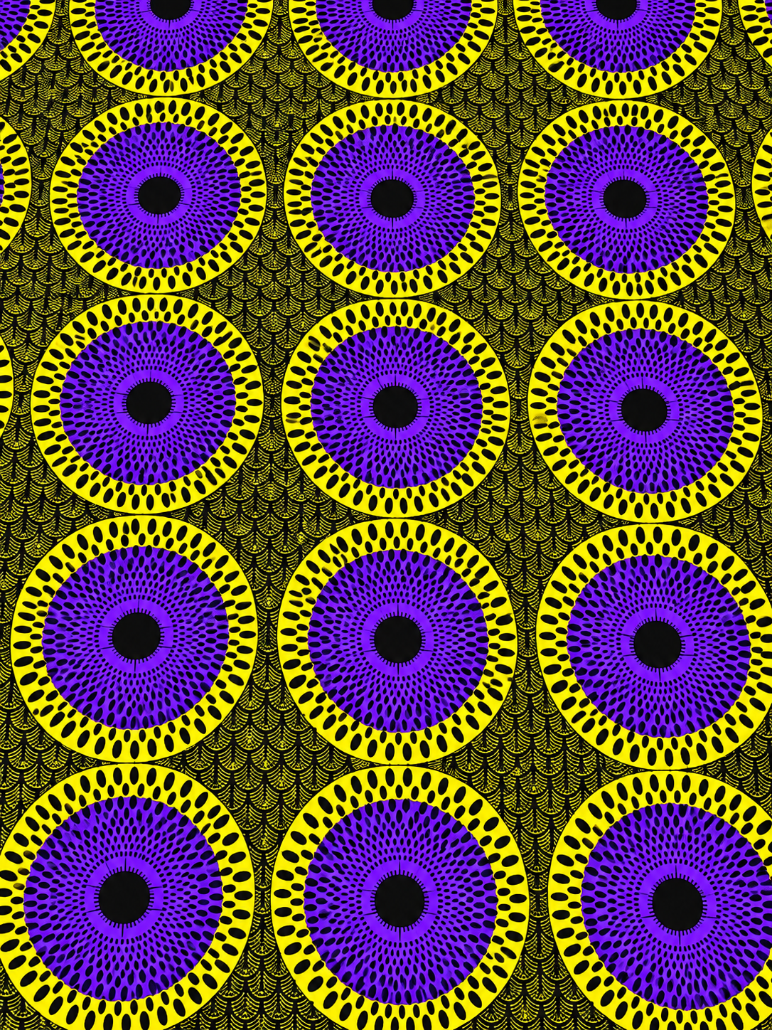 Purple & Yellow African Print Fabric – 100% Cotton Ankara Wax Print | 6 Yards
