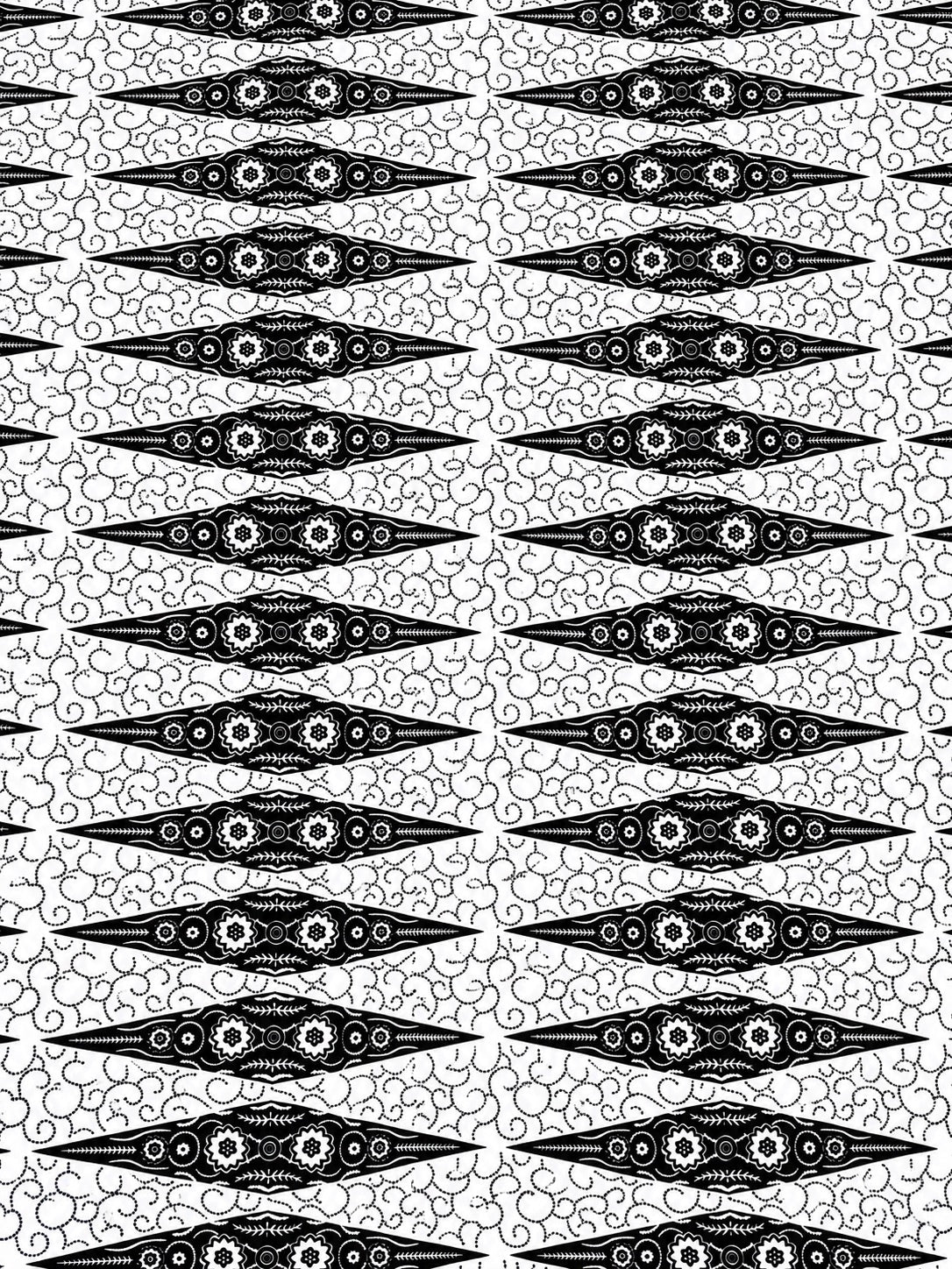 Black & White African Print Fabric – Floral Geometric Ankara Wax Print | 6 Yards