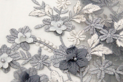 Floral design French lace 3D Beaded three-dimensional embroidery fabric