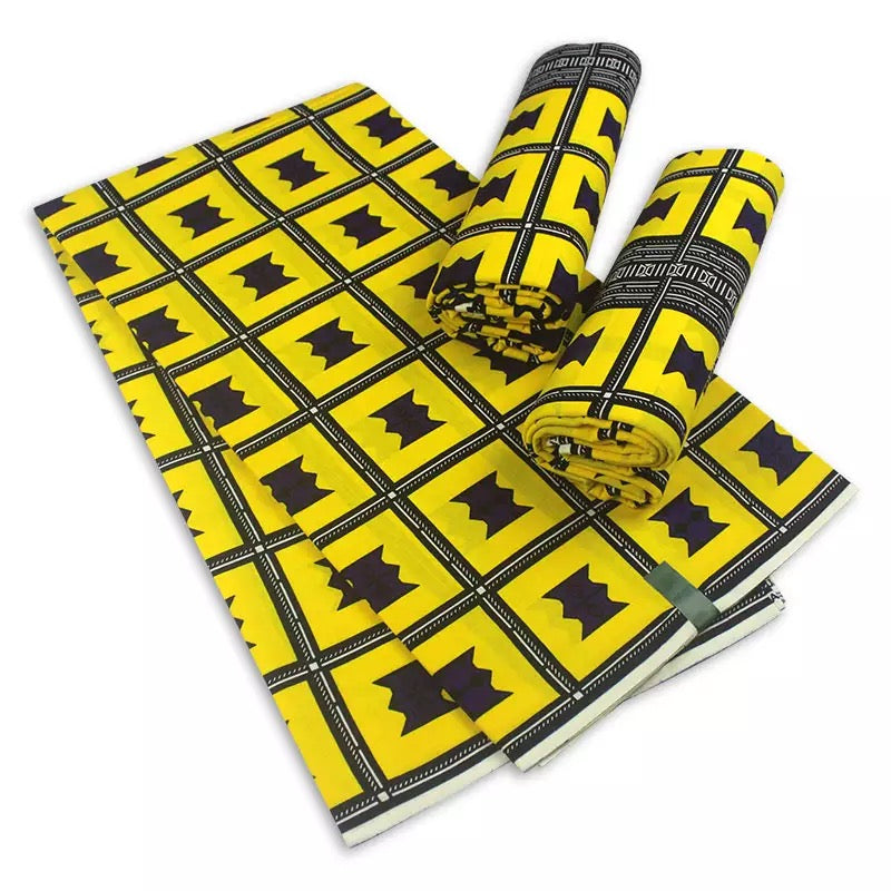 African Wax Print/Ankara Yellow and Purple