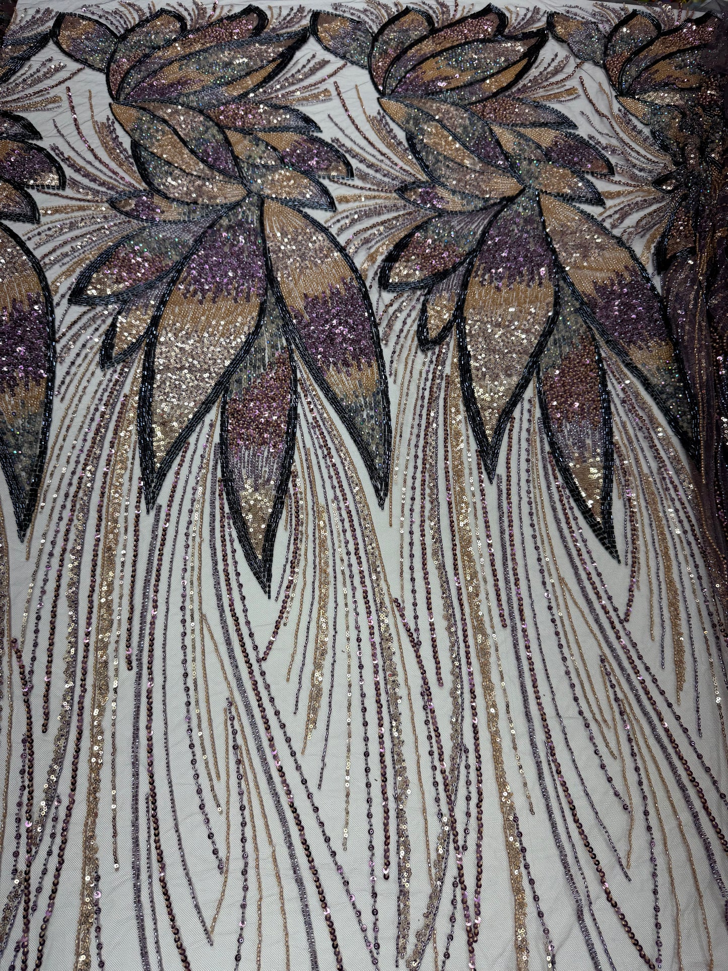 Luxury Multicolor Beaded Lace Fabric