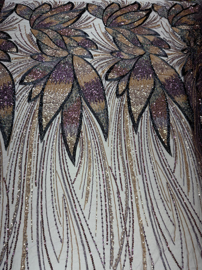 Luxury Multicolor Beaded Lace Fabric
