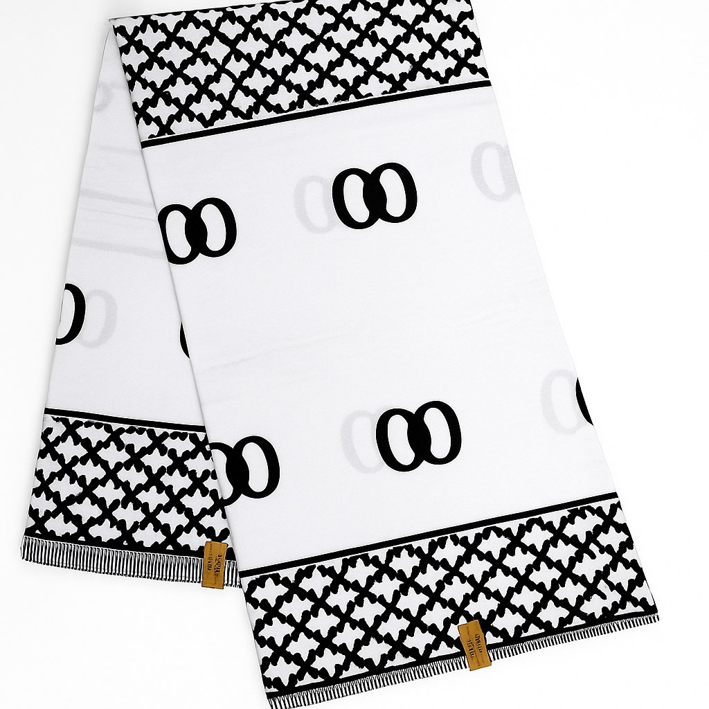 🖤 Black & White African Print – 100% Cotton Fabric 🖤