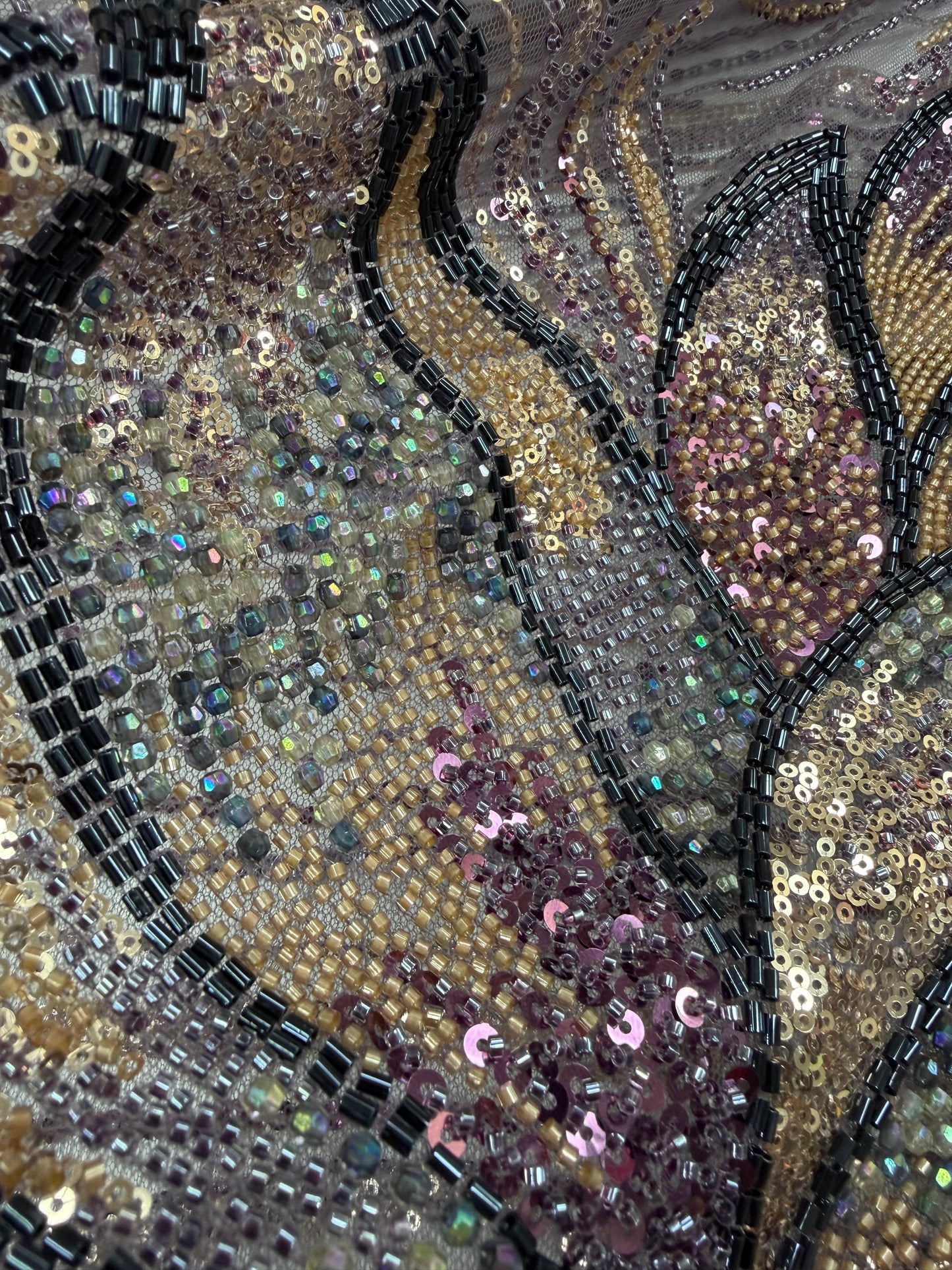 Luxury Multicolor Beaded Lace Fabric