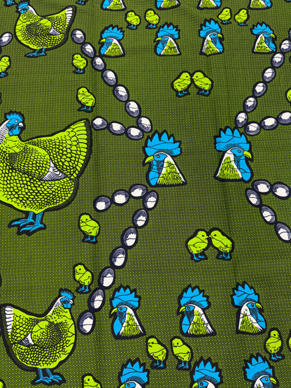 Blue & Yellow Corset Butterfly African Print Fabric — Sold by the Yard