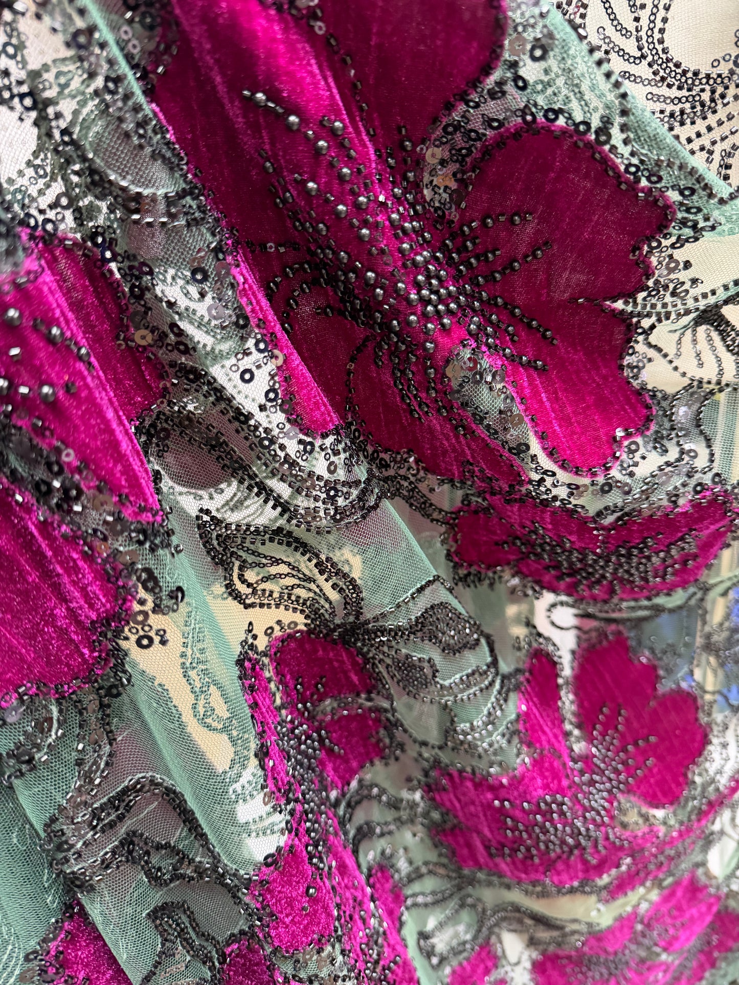 Luxury Floral Beaded Lace Fabric