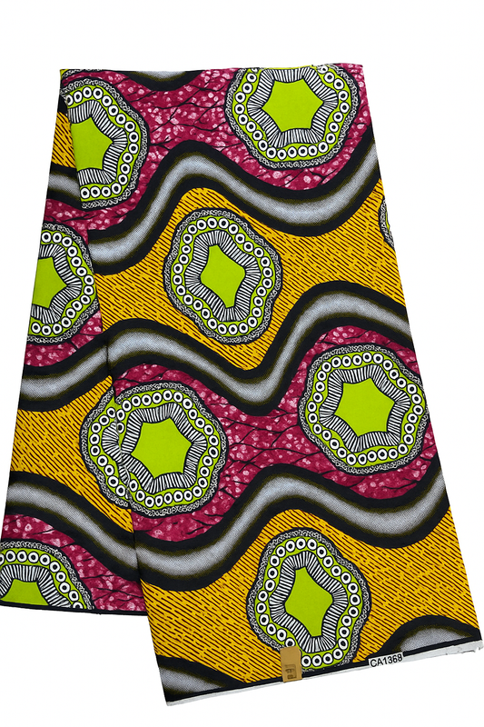 Vibrant African Ankara Print – Yellow, Pink & Lime Green Pattern