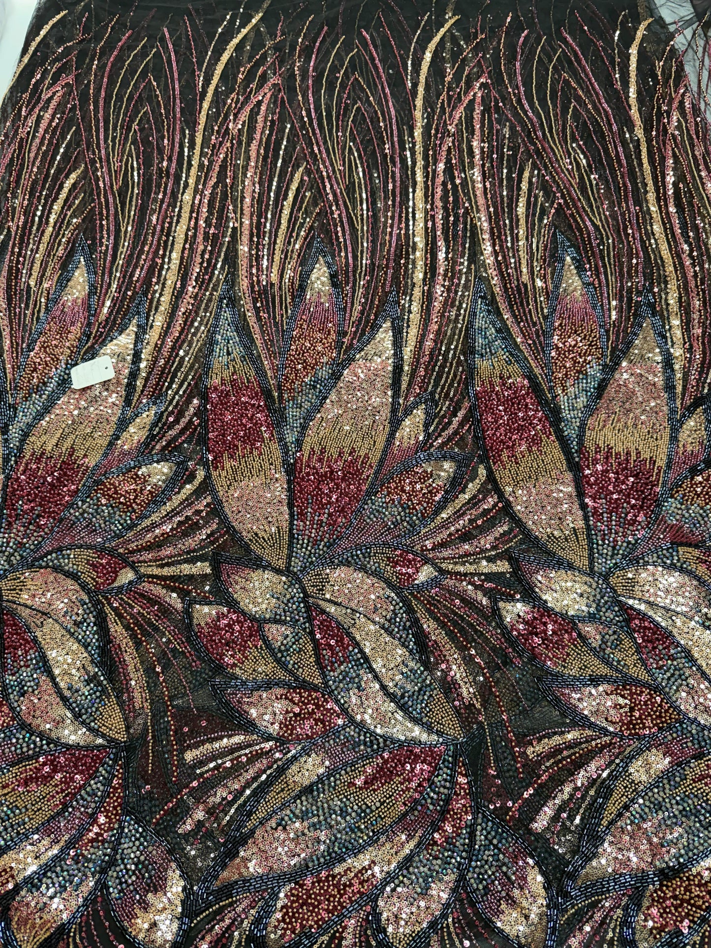 Luxury Multicolor Beaded Lace Fabric