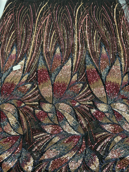 Luxury Multicolor Beaded Lace Fabric