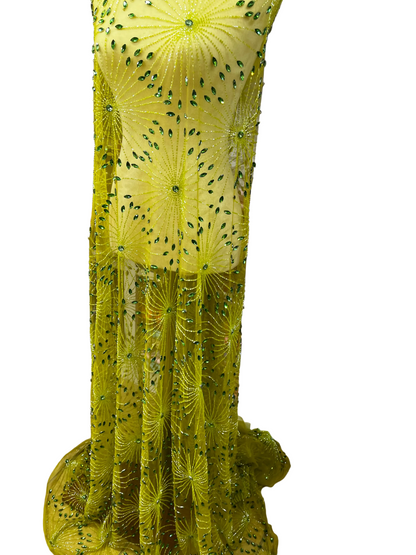 Luxury Couture Hand-Beaded Lace Fabric by the Yard | Designer Crystal Statement Lace for Prom & Bridal Gowns