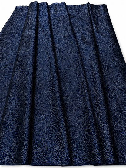 Navy Blue Textured Metallic Jacquard Fabric