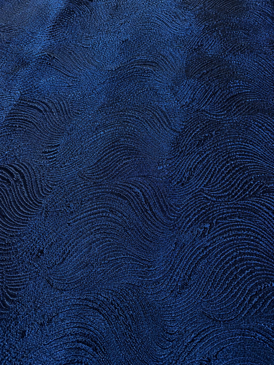 Navy Blue Textured Metallic Jacquard Fabric