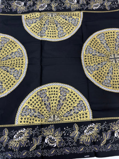 Luxury Black & Gold African Print Fabric – Premium 6-Yard Cotton Wax Print