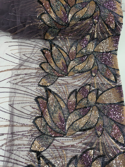 Luxury Multicolor Beaded Lace Fabric