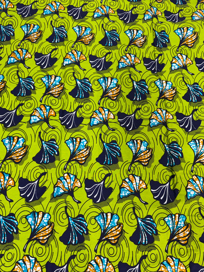 Blue & Yellow Corset Butterfly African Print Fabric — Sold by the Yard