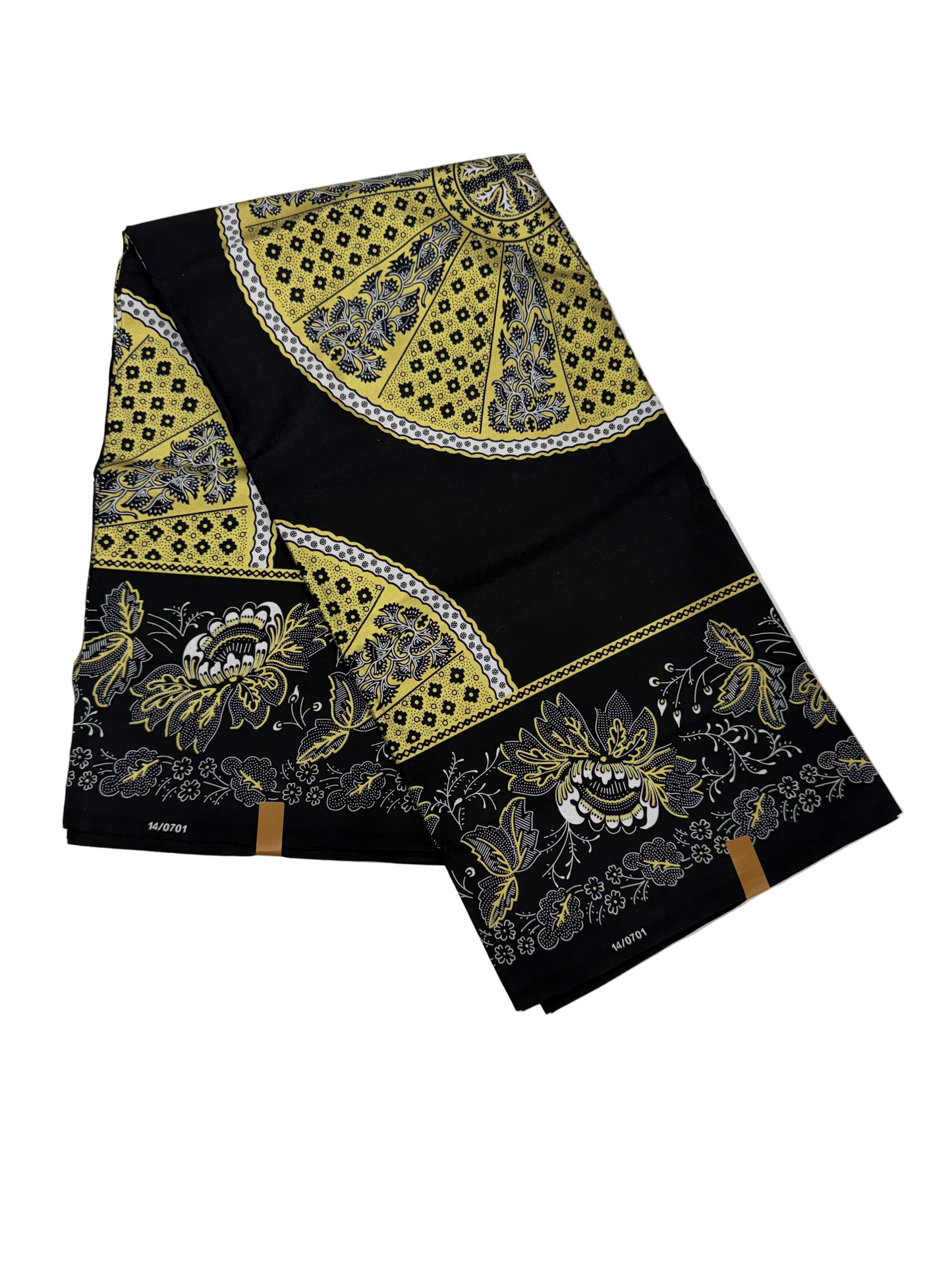 Luxury Black & Gold African Print Fabric – Premium 6-Yard Cotton Wax Print