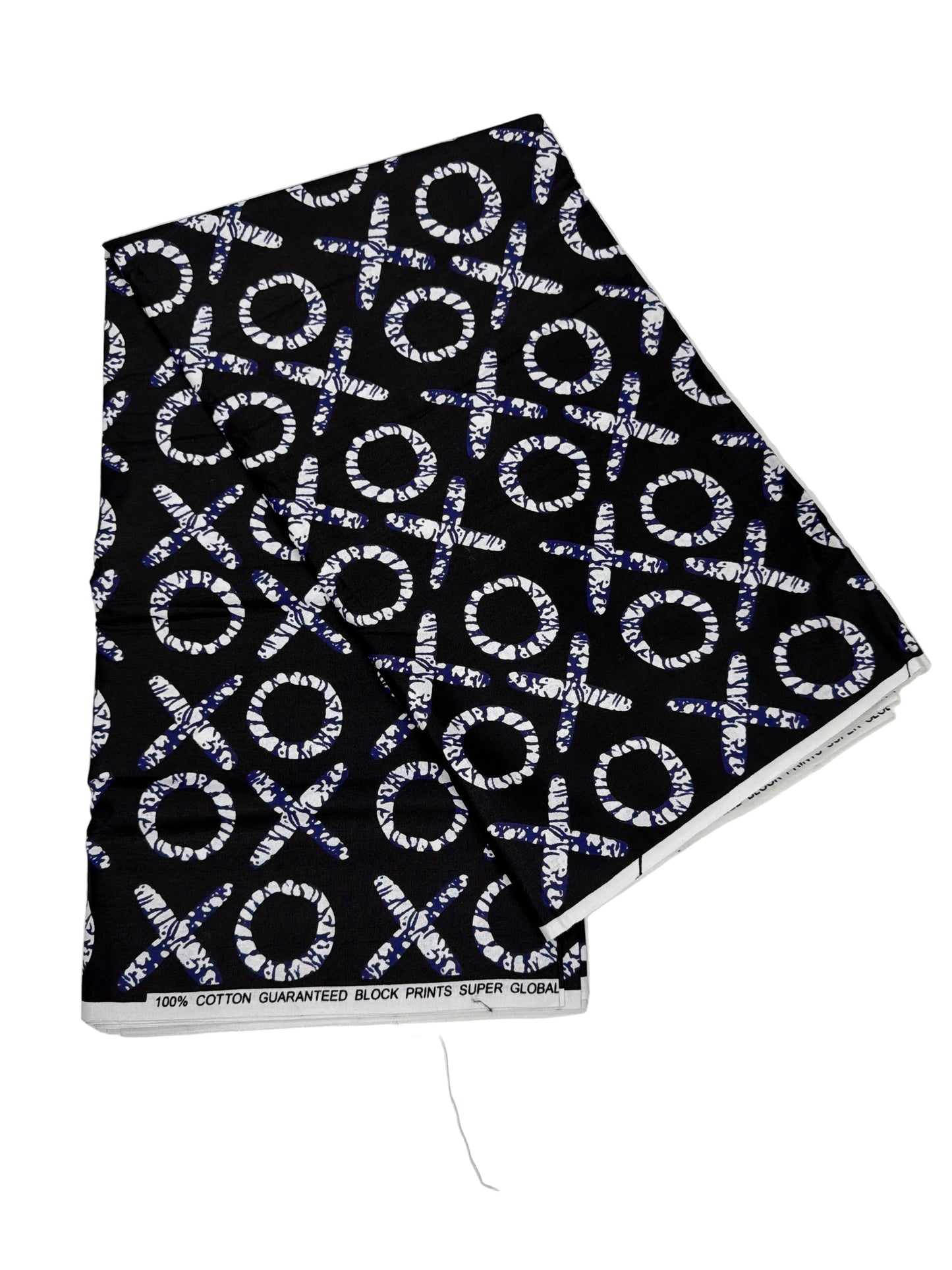 Bold Black & White hint blue  African Print – Geometric Block Pattern