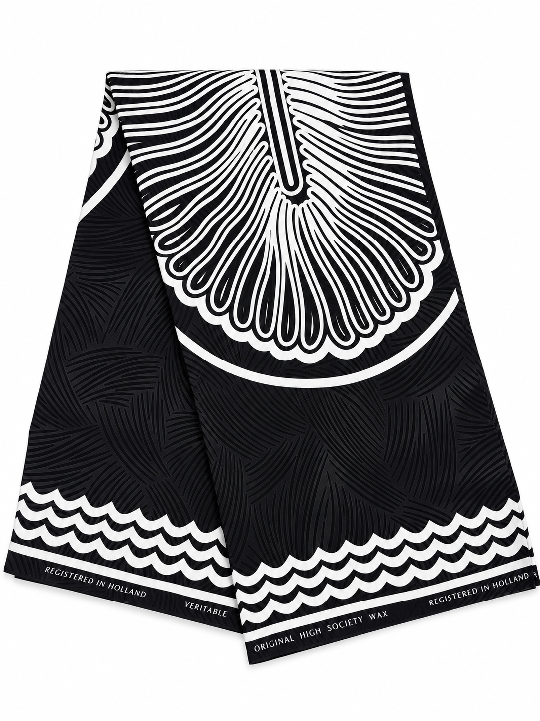 Midnight Fan Medallion Black and White African Print Fabric – 6-Yard