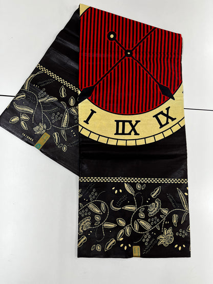 🖤 Black, White & Deep Red VIP Holland Wax Print – Premium Quality