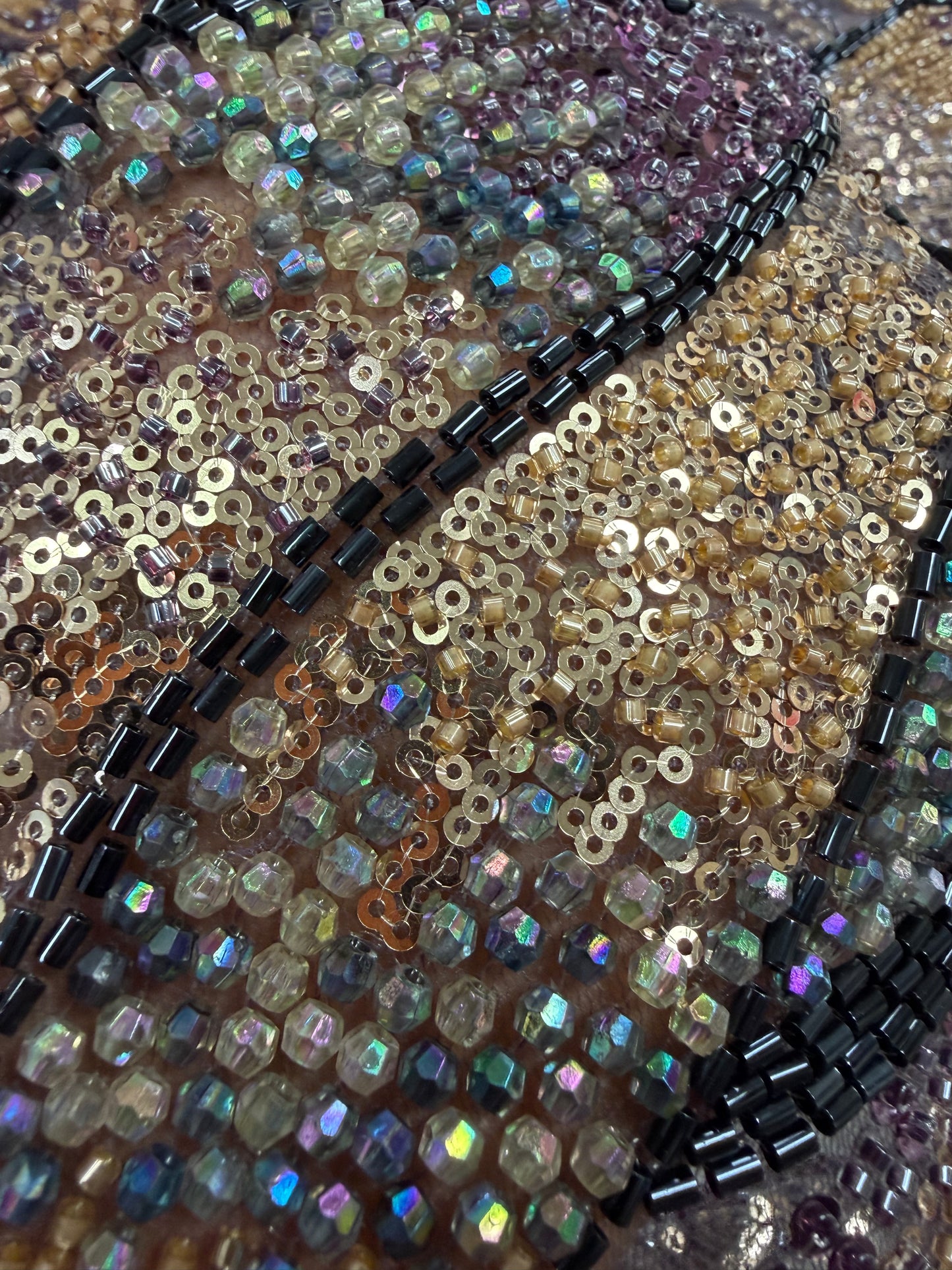 Luxury Multicolor Beaded Lace Fabric