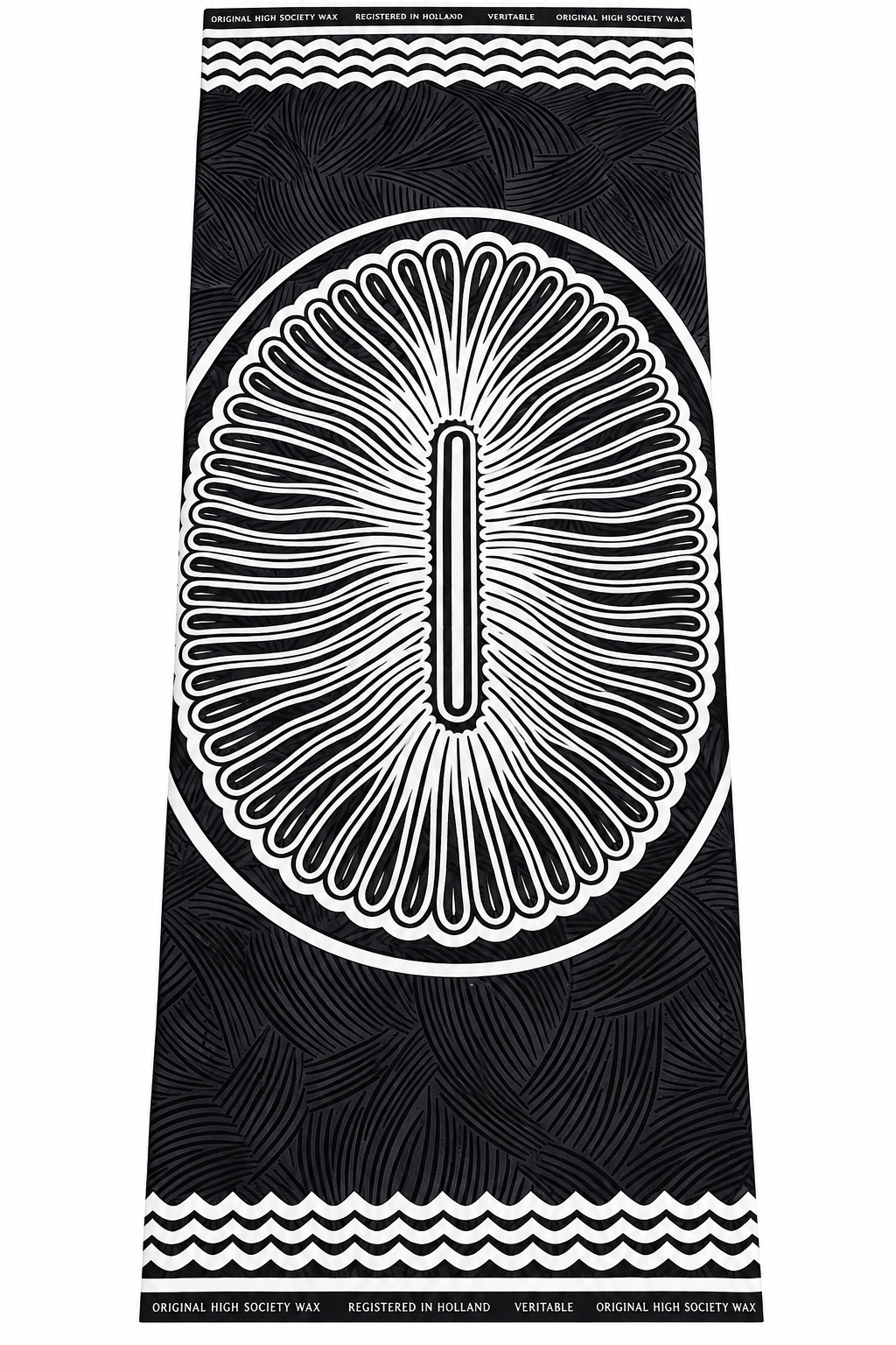 Midnight Fan Medallion Black and White African Print Fabric – 6-Yard