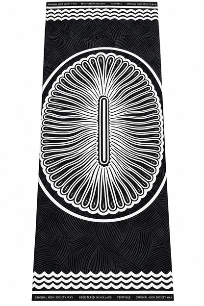 Midnight Fan Medallion Black and White African Print Fabric – 6-Yard