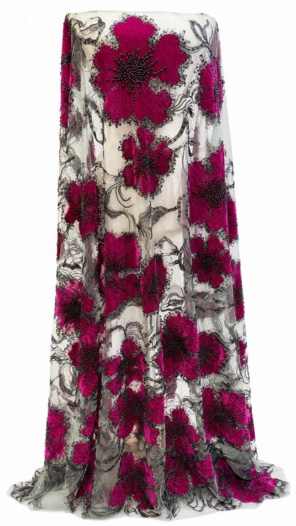 Luxury Floral Beaded Lace Fabric