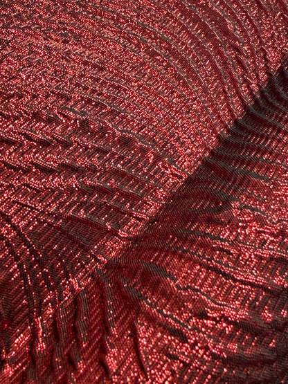 Luxury Burgundy Metallic Jacquard Brocade Fabric