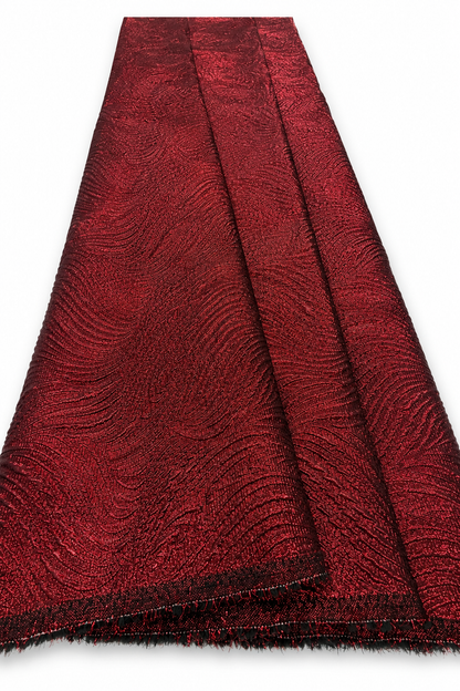 Luxury Burgundy Metallic Jacquard Brocade Fabric
