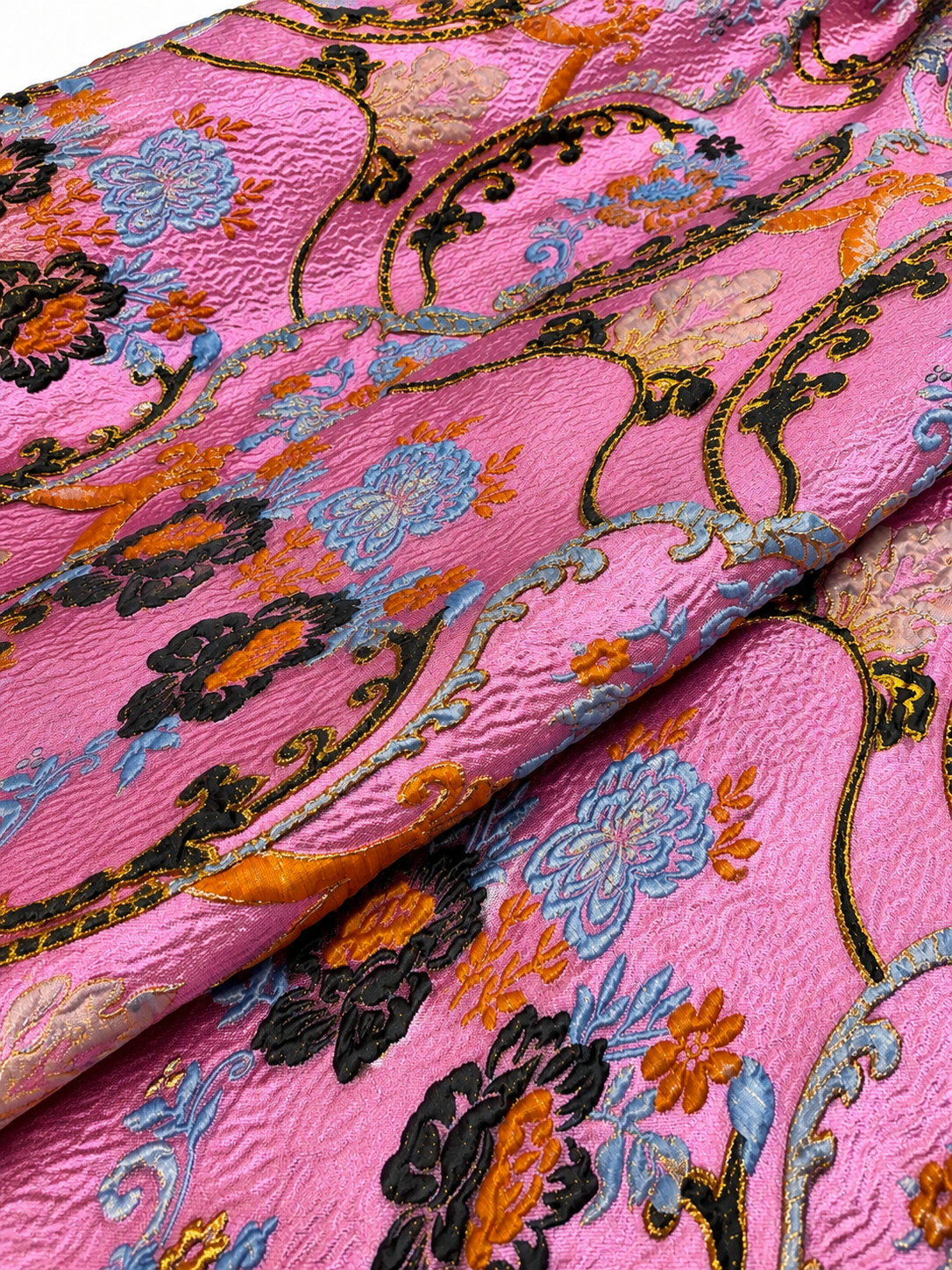 Luxury Pink Floral Brocade Fabric