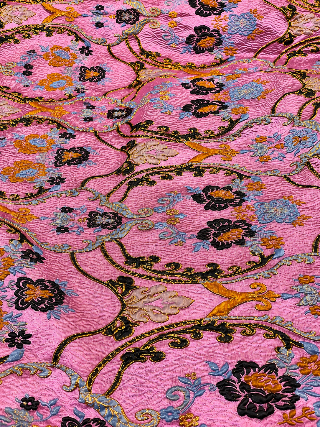 Luxury Pink Floral Brocade Fabric