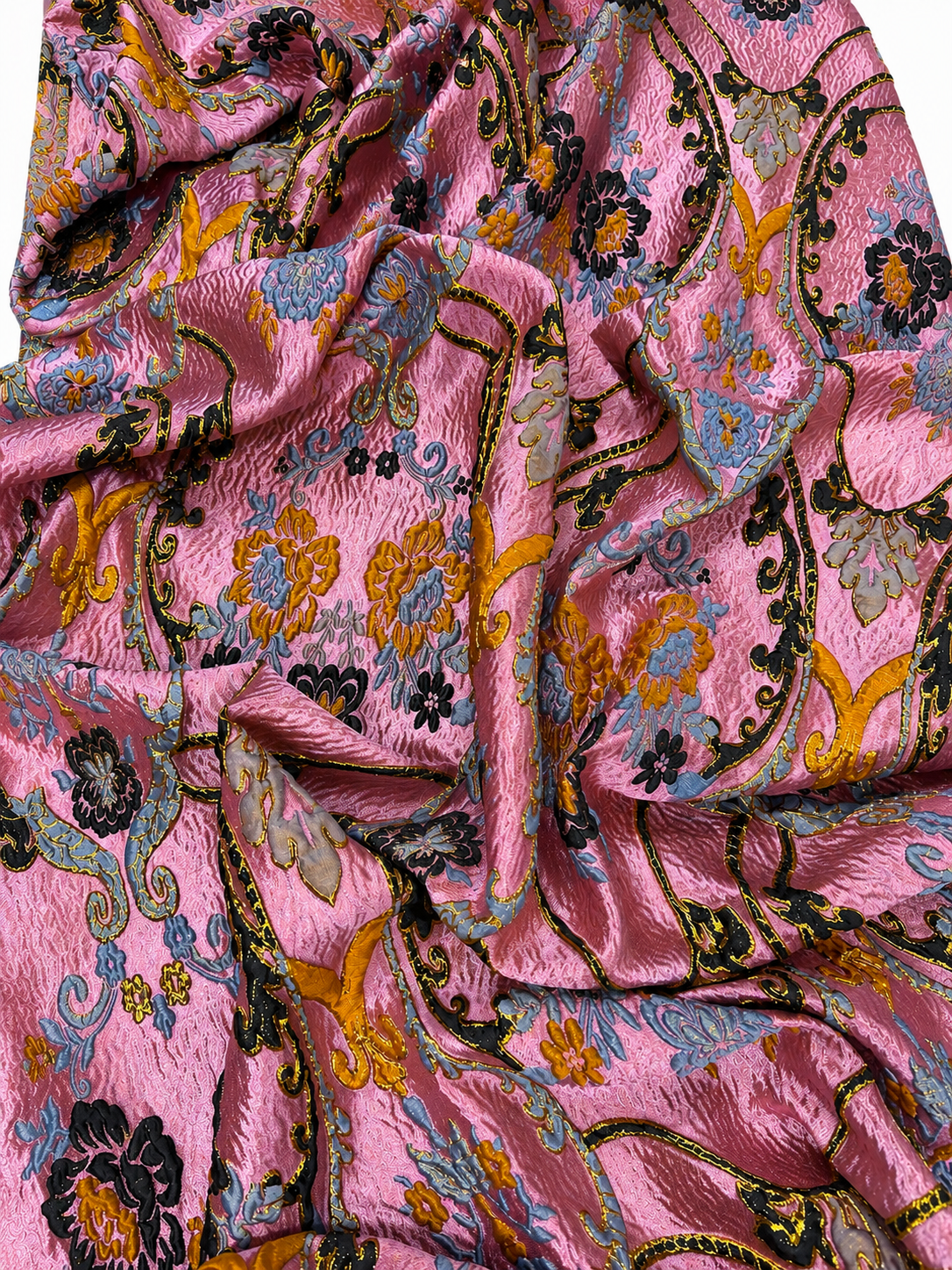 Luxury Pink Floral Brocade Fabric