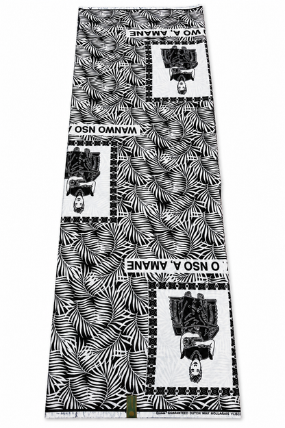Premium Black & White African Print Fabric – Full 6-Yard Piece