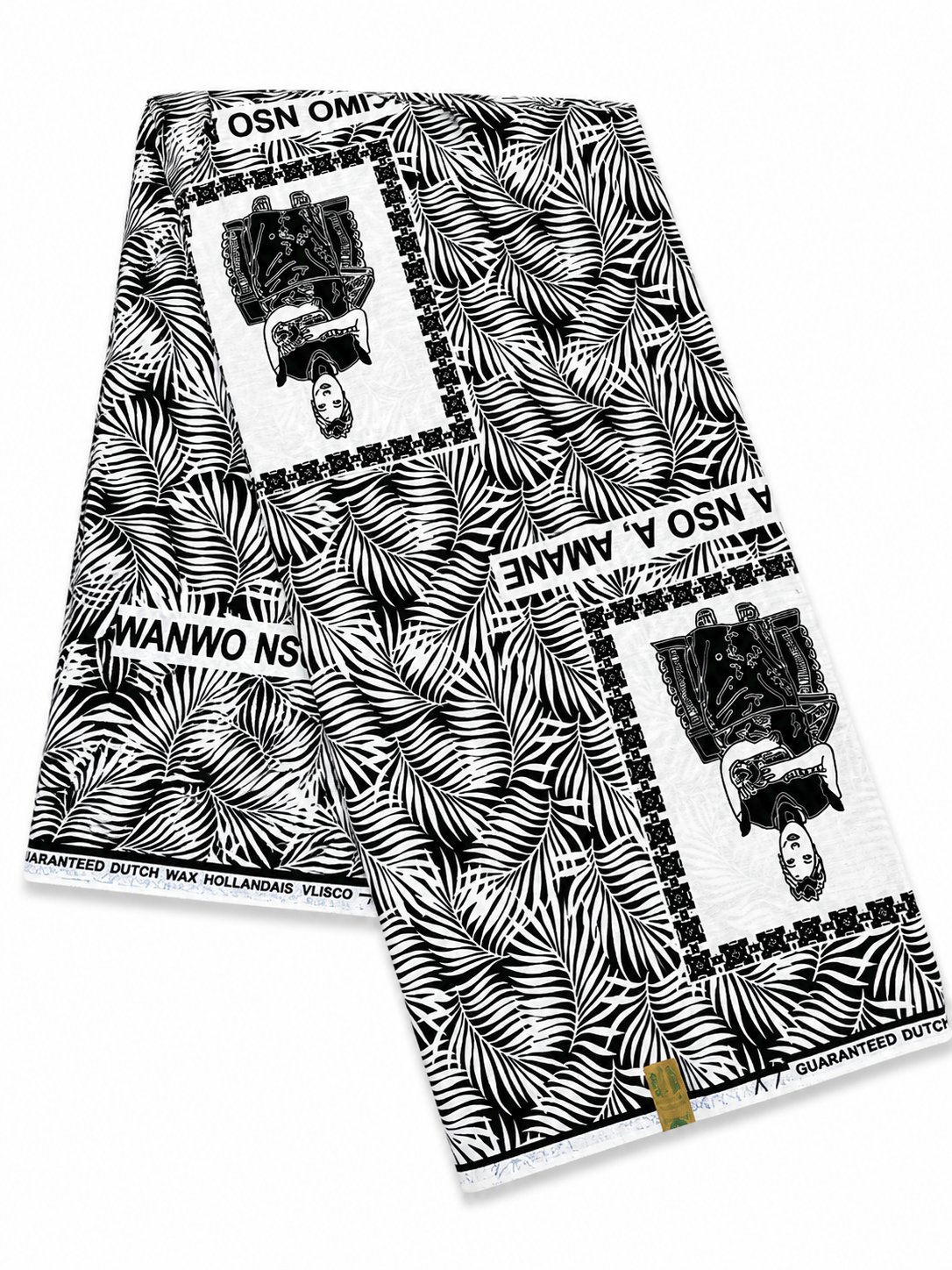 Premium Black & White African Print Fabric – Full 6-Yard Piece