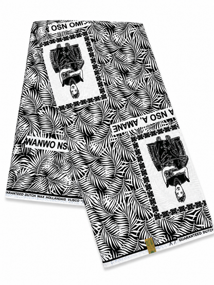 Premium Black & White African Print Fabric – Full 6-Yard Piece