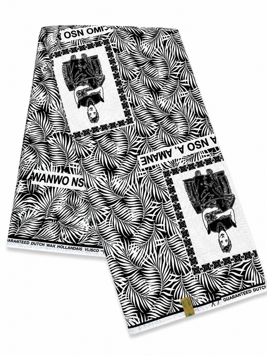 Premium Black & White African Print Fabric – Full 6-Yard Piece
