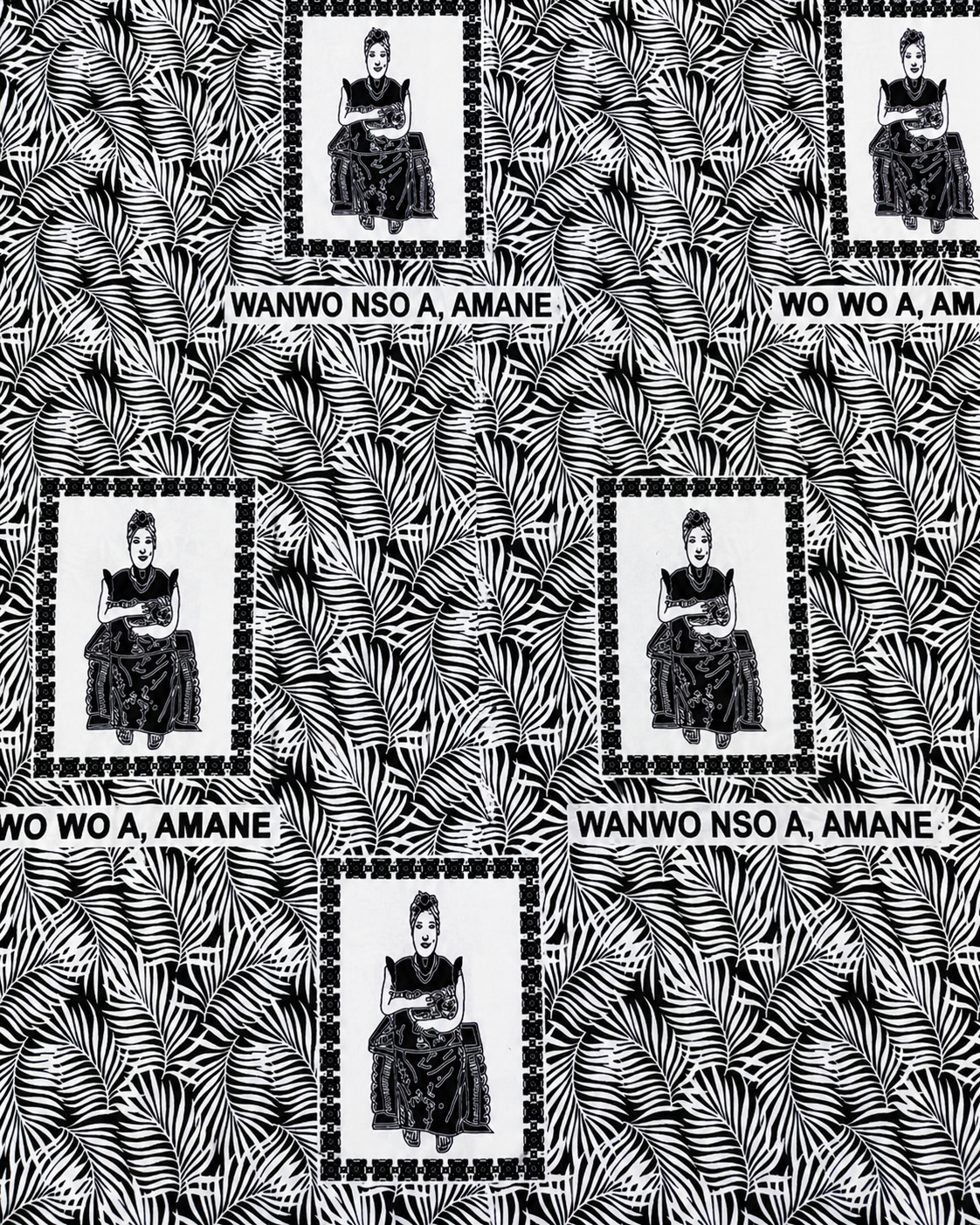 Premium Black & White African Print Fabric – Full 6-Yard Piece