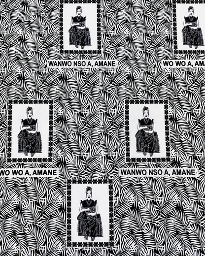 Premium Black & White African Print Fabric – Full 6-Yard Piece