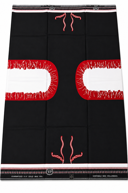 Bold Black & Red African Wax Print Fabric – Timeless Elegance