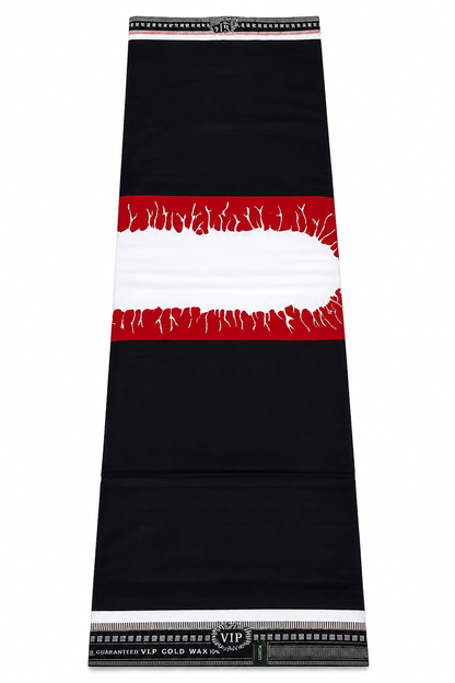 Bold Black & Red African Wax Print Fabric – Timeless Elegance