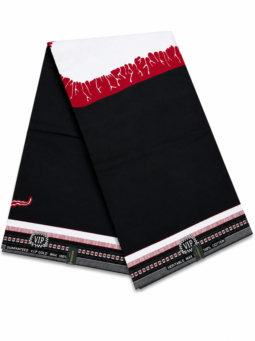 Bold Black & Red African Wax Print Fabric – Timeless Elegance
