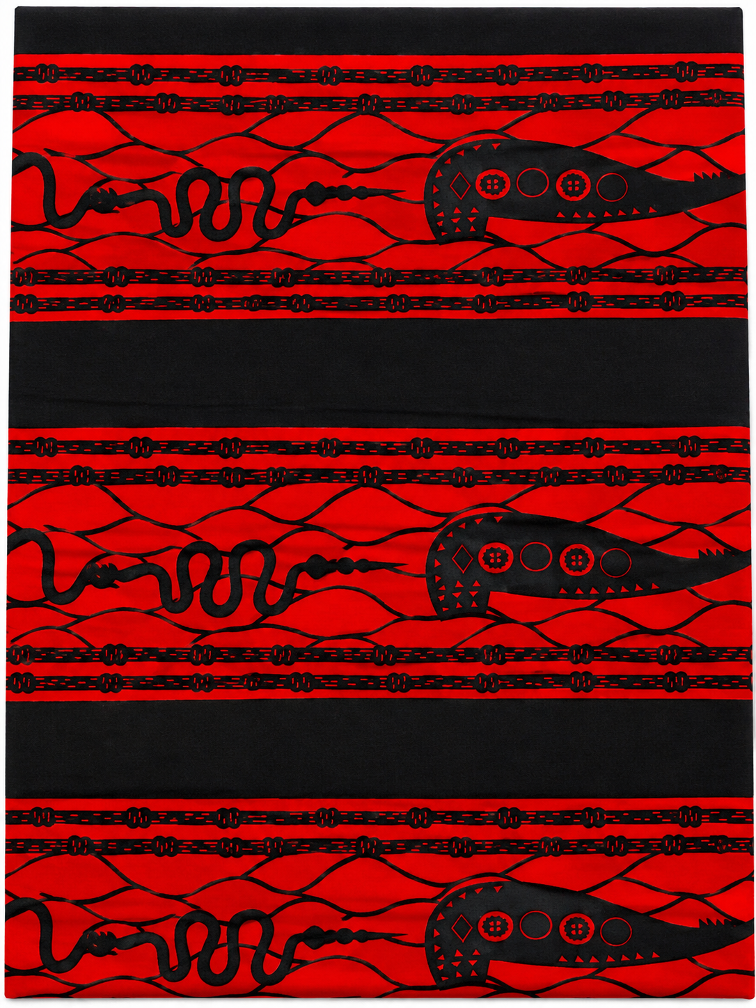 Bold Red & Black African Print Fabric