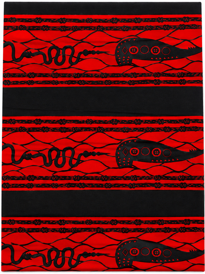 Bold Red & Black African Print Fabric