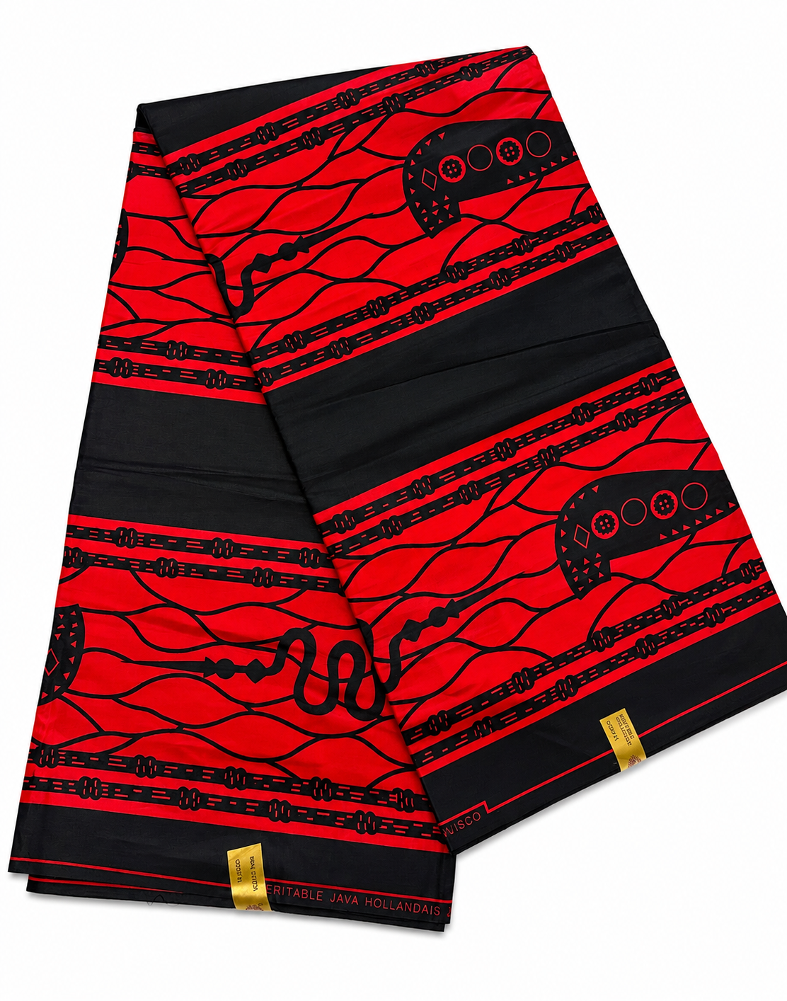 Bold Red & Black African Print Fabric