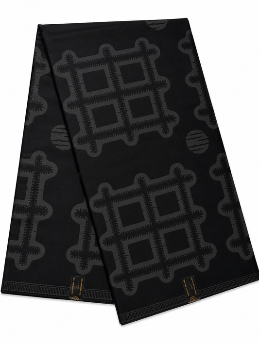 Black-on-Black African Wax Print Fabric